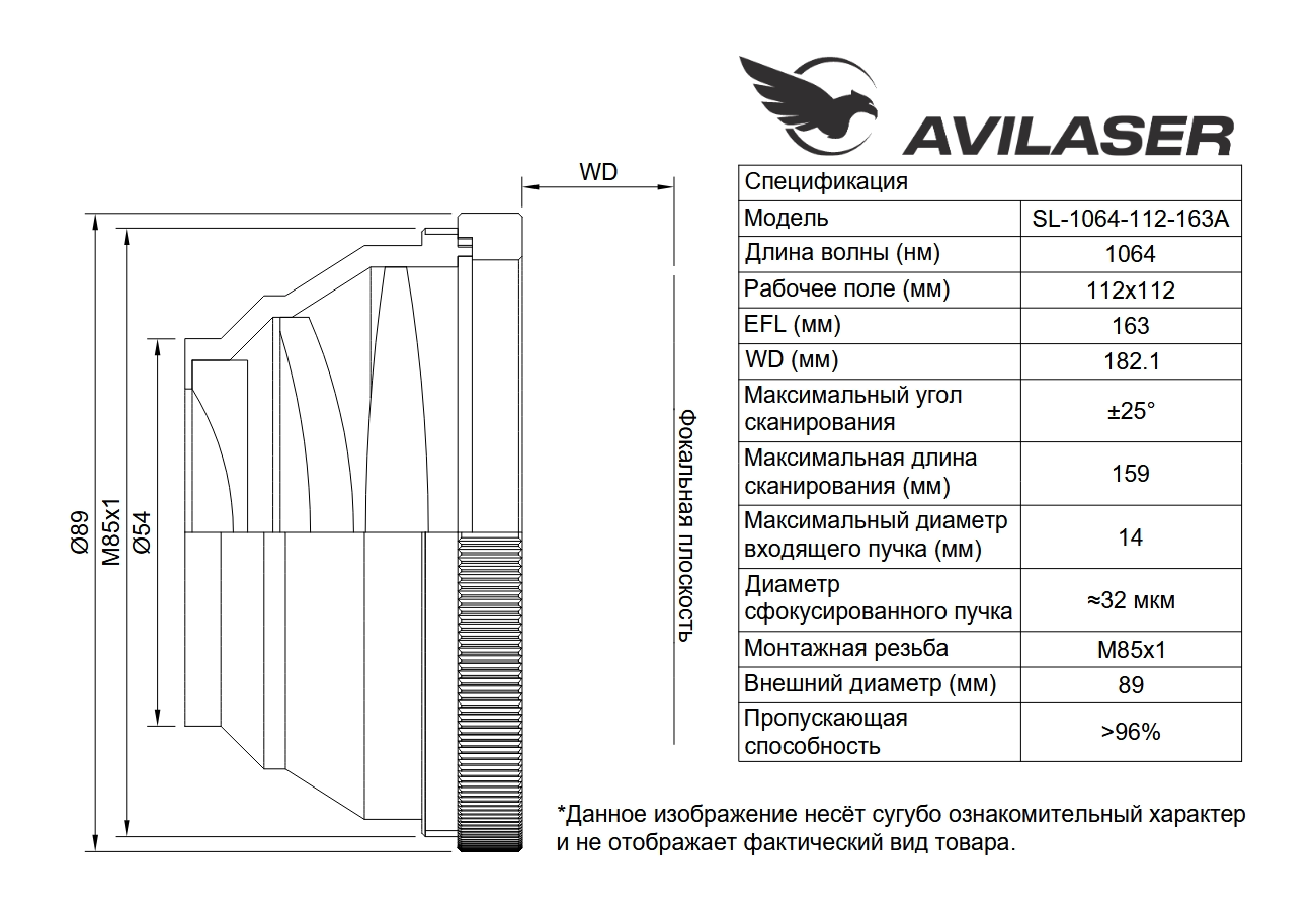 объектив ronar-smith 1064 нм f-theta (110x110)